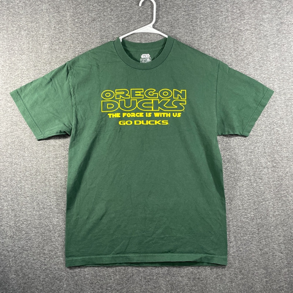 Star Wars Oregon Ducks Mens Large T Shirt The Force Is With Us Go Ducks Green